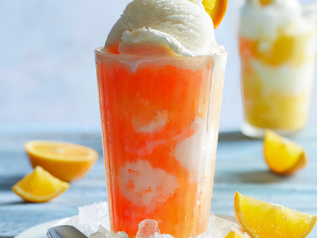 Aperol Ice Cream Float: Aperol und Vanille-Eis