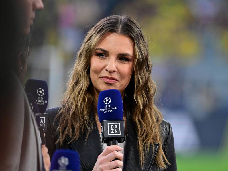 Laura Wontorra als Moderatorin bei der Champions League.