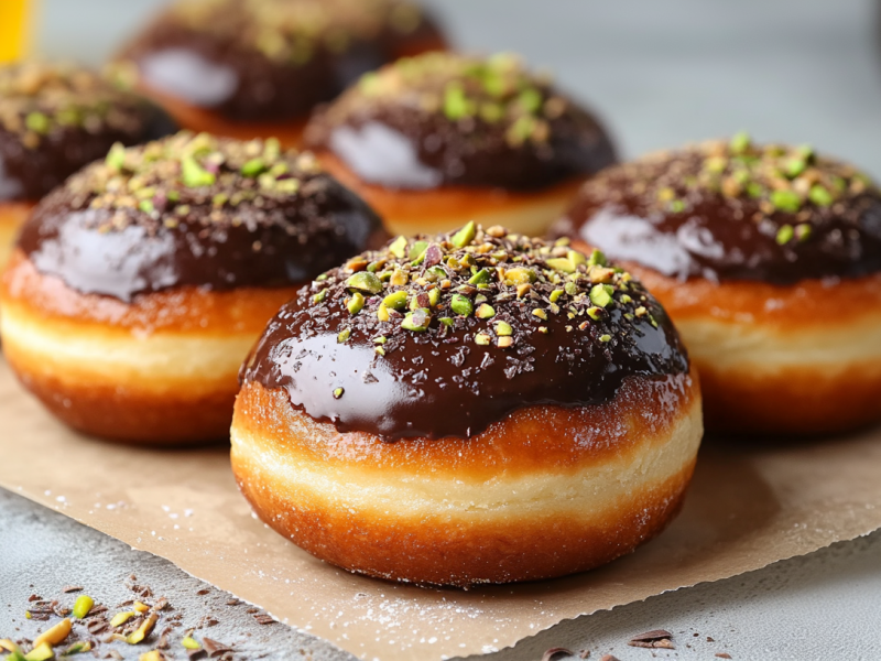 Rezept fÃ¼r Dubai-Schokolade-Donuts: lecker gefÃ¼llt mit Pistaziencreme