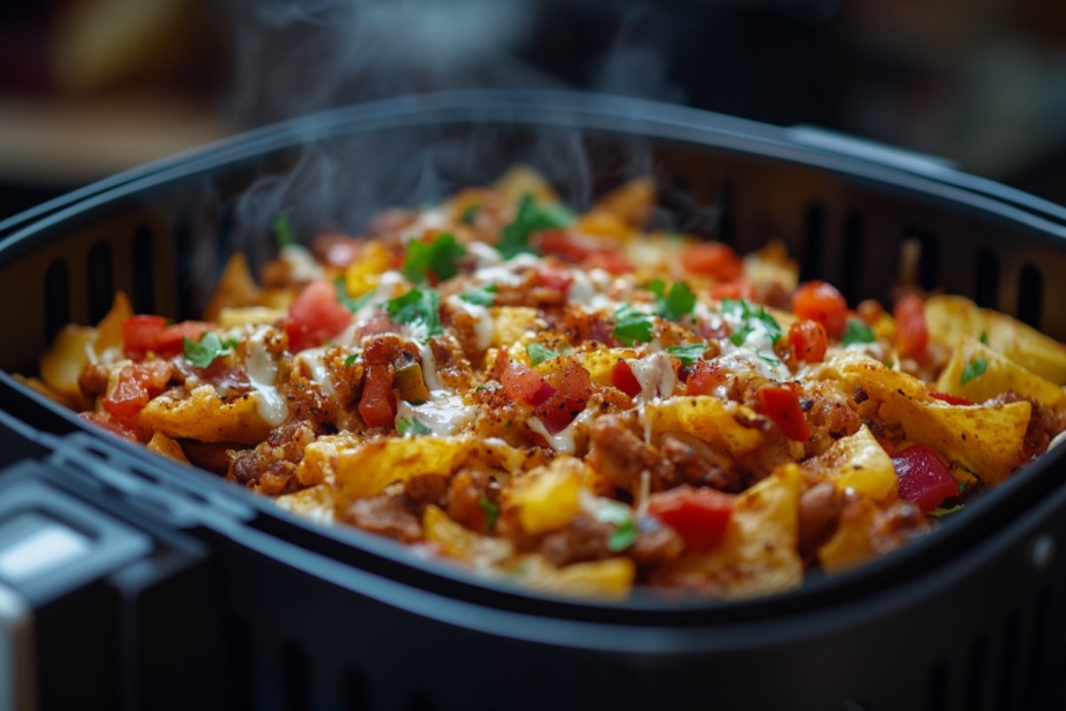 Loaded Nachos aus dem Airfryer.