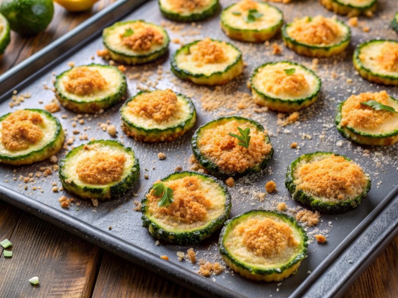 Backblech mit Zucchini-Parmesan-Chips